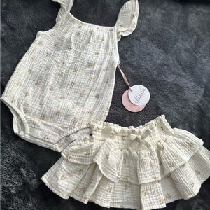 Kids Cream Floral Matching Set